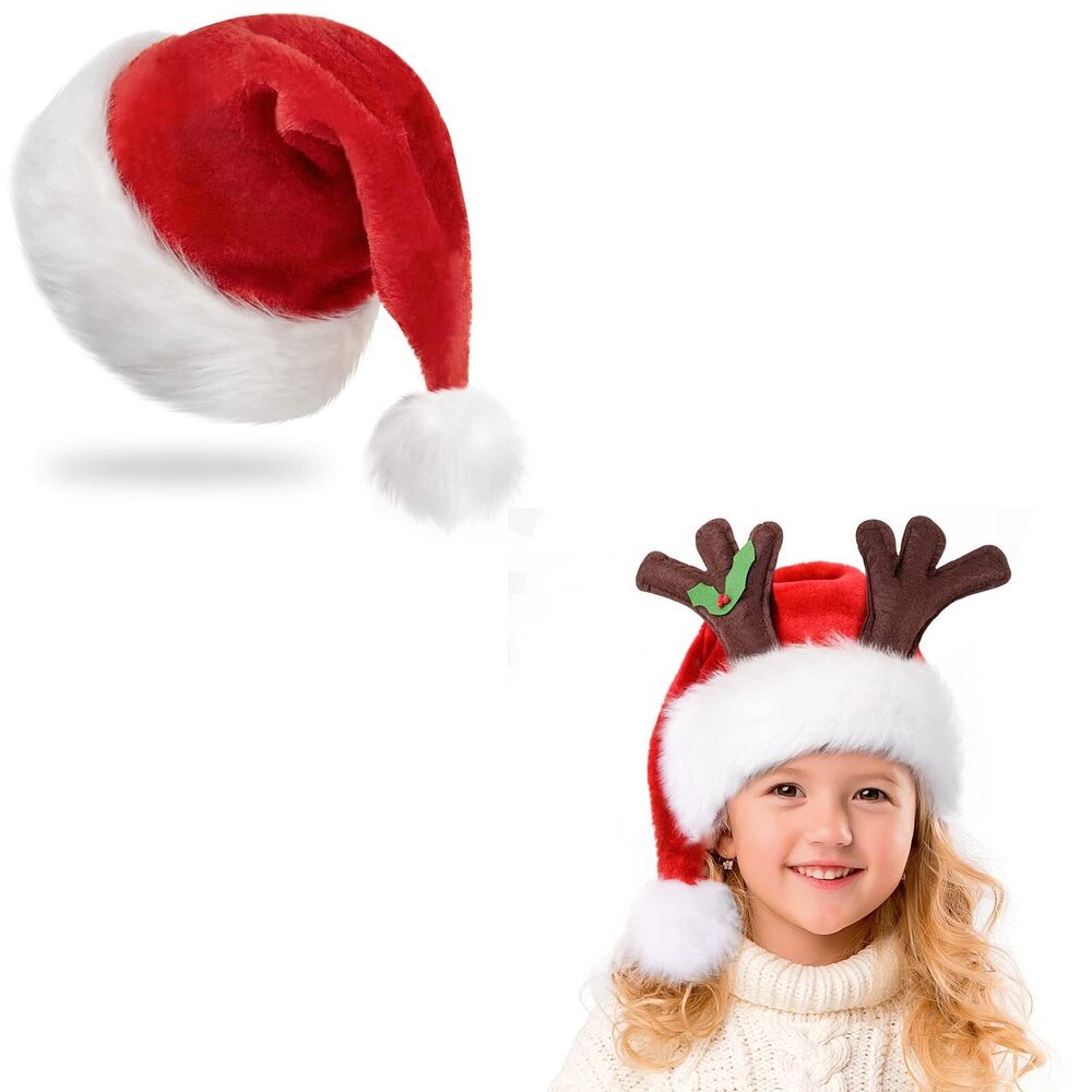 7840 Christmas Hat for Adults,Santa Hat for Kids,Unisex Velvet Classic